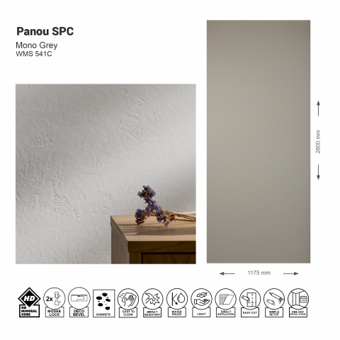 Panouri SPC - Panou de perete SPC Mono Grey WMS 541C, 120x60 cm, gri