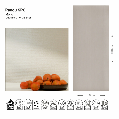 Panouri SPC - Panou de perete SPC Mono Pure Structure Cashmire Liniar WMS 542S, 117.5x280 cm, bej