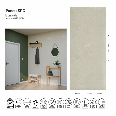 Panouri SPC - Panou de perete SPC Monreale Stone Essence Ivory WMS 502C, 117.5x280 cm, bej
