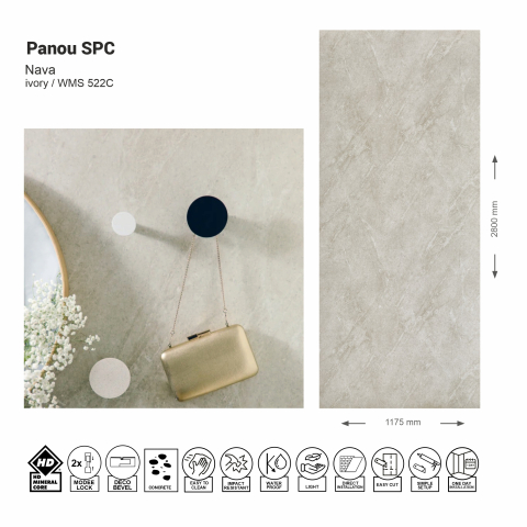 Panouri SPC - Panou de perete SPC Nava Raw Concrete Ivory WMS 522C, 117.5x280 cm, bej