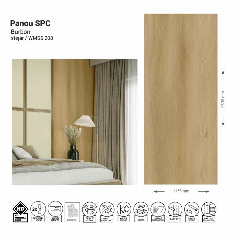 Panouri SPC - Panou de perete SPC True Oak Burbon WMSS 208, 120x60 cm, maro