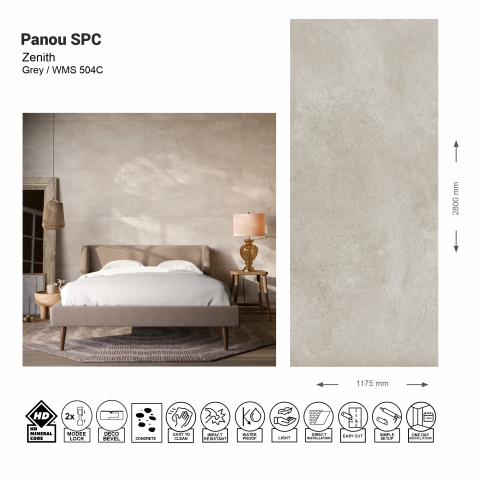 Panouri SPC - Panou de perete SPC Zenith Stone Essence Grey WMS 504C, 117.5x280 cm, gri