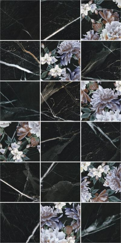 Piese decorative - Piesa decorativa rectificata, Vertus Square Black 4945, 30X60cm, negru