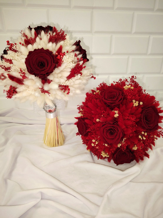 Set elegant lumânări de cununie + buchet mireasă & nașă [2]