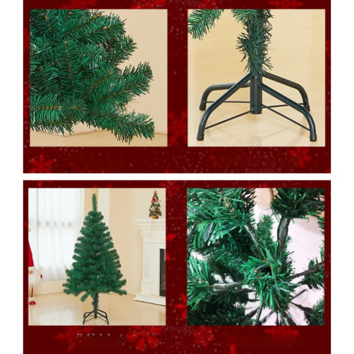 Brad de Craciun artificial cu suport inclus, 155 cm, 600 ramuri/varfuri, material plastic, suport clasic, fara iluminare, utilizat pentru interior/exterior, verde [3]