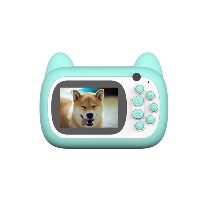 Camera Foto Instantanee pentru Copii, cu Imprimare Termica, Camera Frontala + Selfie, Bluetooth, USB-C, Compatibil iOS/Android, Model Pisica Smiley Face, Verde [4]