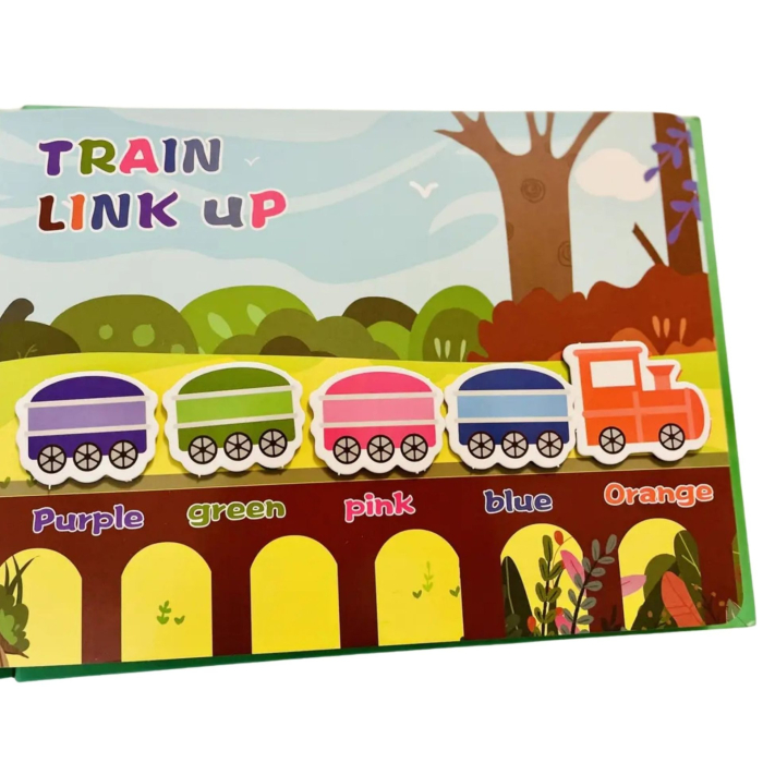 Carte Educativa cu Stickere Reutilizabile, Quiet Book Senzoriala cu Pagini Interactive, Joc Montessori, Seria ''Vehicule si Masini'', Puzzle, Dezvolta Motricitatea Fina si Logica [6]