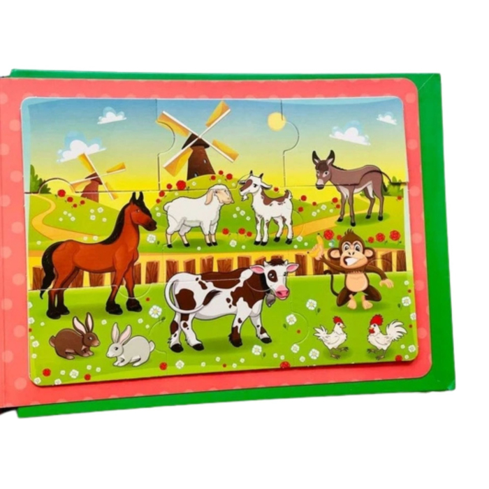 Carte Educativa cu Stickere Reutilizabile, Quiet Book Senzoriala cu Pagini Interactive, Puzzle, Joc Montessori, Seria ''Lumea Animalelor'', Dezvolta Motricitatea Fina si Logica [5]