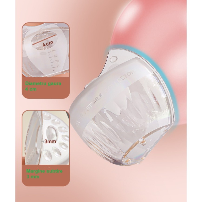 Colector de Lapte Matern, din Silicon Safety, 80 ml, Anti-debordare, Design Ergonomic pentru Colectarea Pasivă a Laptelui Matern, 105 x 86 x 50 mm, Transparent [3]