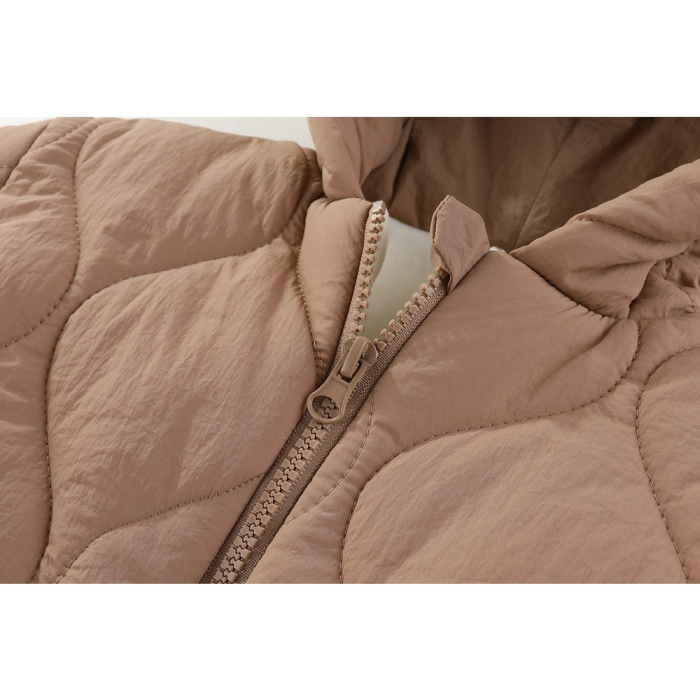 Combinezon de Iarna, pentru Bebelusi, din Bumbac, cu Urechi, Mansete Elastice, Unisex, 66 cm, Maro [5]
