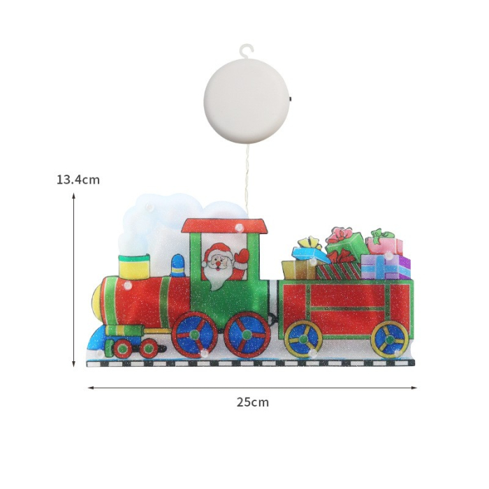 Decoratiune de Craciun pentru fereastra, trenulet, cu LED-uri, 26 cm, alb cald [5]