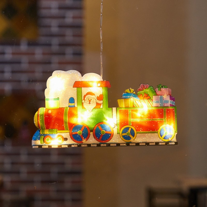 Decoratiune de Craciun pentru fereastra, trenulet, cu LED-uri, 26 cm, alb cald [4]