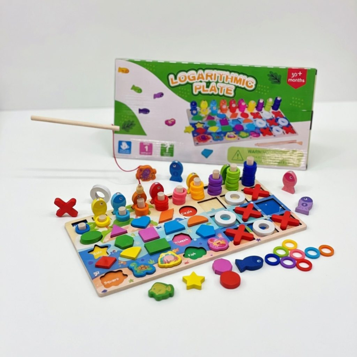 Joc Educativ 4 in 1, Sortator de Forme Geometrice, Joc de Pescuit Magnetic, Puzzle si Activitati Montessori, Jucarie Educationala pentru Copii de la 3 Ani [4]