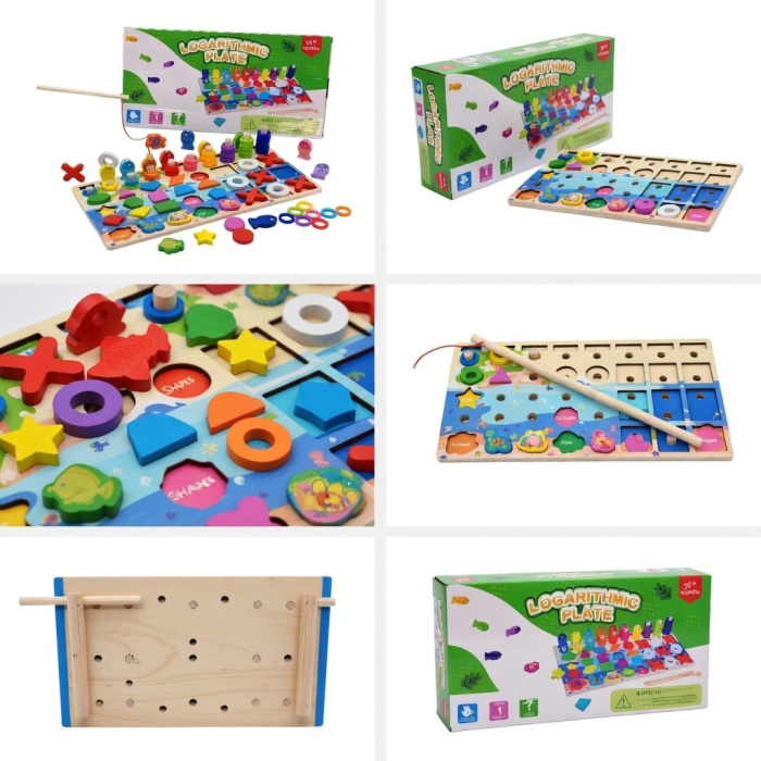 Joc Educativ 4 in 1, Sortator de Forme Geometrice, Joc de Pescuit Magnetic, Puzzle si Activitati Montessori, Jucarie Educationala pentru Copii de la 3 Ani [3]