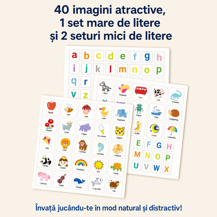 Joc Educativ Alfabet Englez, Carte Magnetica Montessori, Recunoastere Litere si Formare Cuvinte, Copii 3+ Ani, 27x26.2x1.5 cm, Multicolor [4]