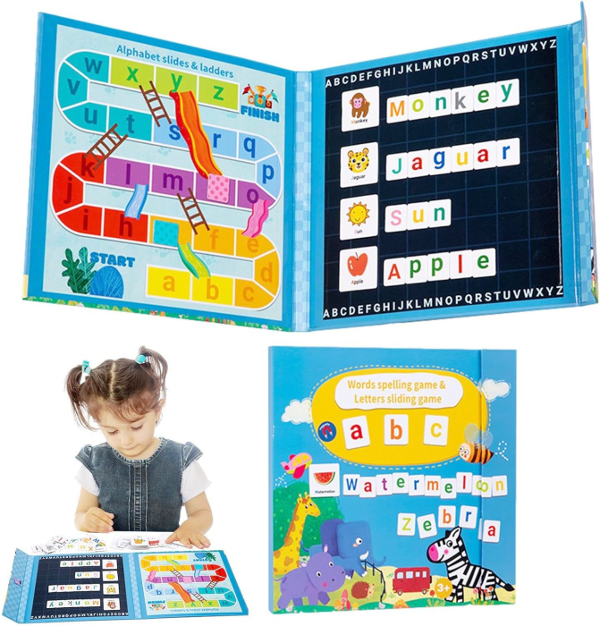 Joc Educativ Alfabet Englez, Carte Magnetica Montessori, Recunoastere Litere si Formare Cuvinte, Copii 3+ Ani, 27x26.2x1.5 cm, Multicolor [6]