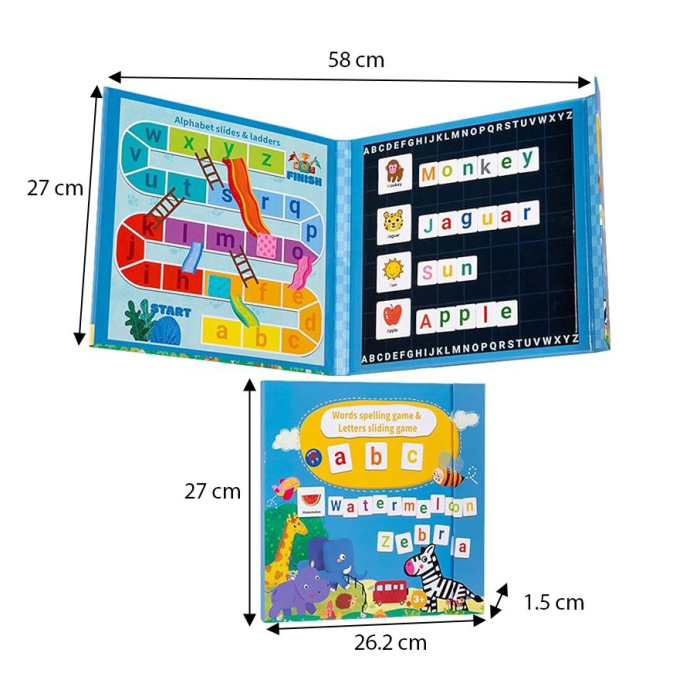 Joc Educativ Alfabet Englez, Carte Magnetica Montessori, Recunoastere Litere si Formare Cuvinte, Copii 3+ Ani, 27x26.2x1.5 cm, Multicolor [3]