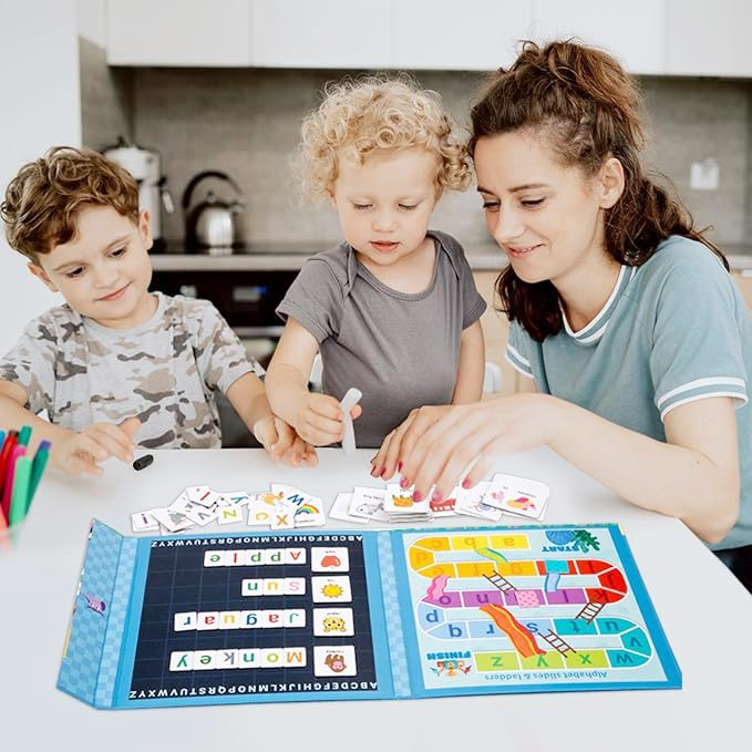 Joc Educativ Alfabet Englez, Carte Magnetica Montessori, Recunoastere Litere si Formare Cuvinte, Copii 3+ Ani, 27x26.2x1.5 cm, Multicolor [10]
