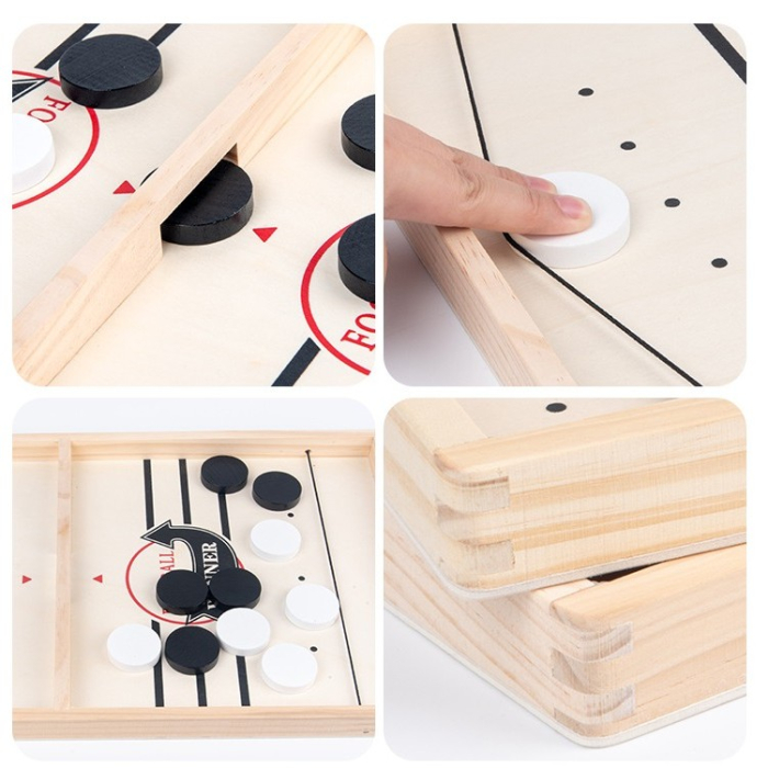 Joc Fooseball Interactiv, Tip Hockey pe Gheata, din Lemn, 10 Piese de Joc, +4 Ani, 54 x 29 cm, Multicolor [2]