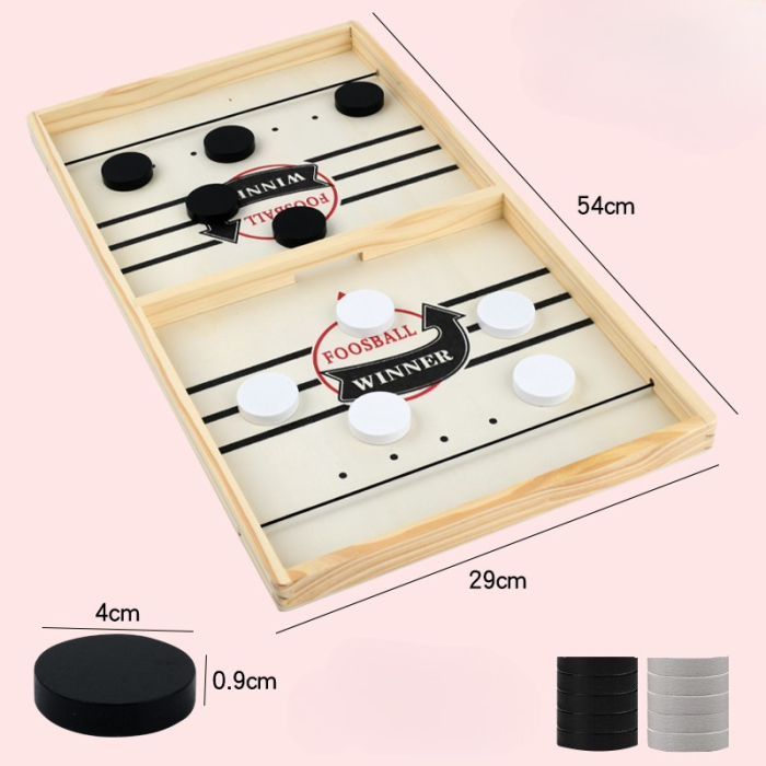 Joc Fooseball Interactiv, Tip Hockey pe Gheata, din Lemn, 10 Piese de Joc, +4 Ani, 54 x 29 cm, Multicolor [3]