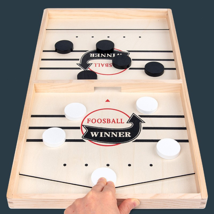 Joc Fooseball Interactiv, Tip Hockey pe Gheata, din Lemn, 10 Piese de Joc, +4 Ani, 54 x 29 cm, Multicolor [7]