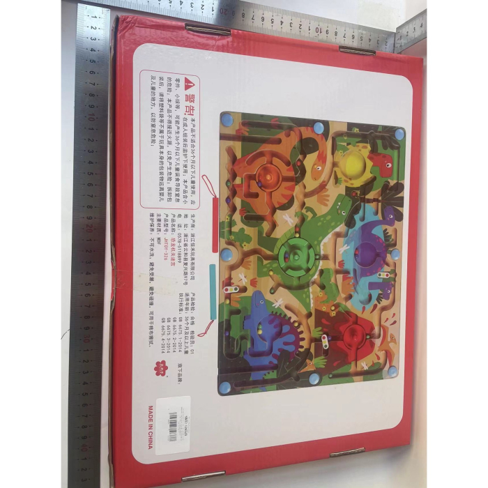 Joc Montessori de Sortare Culori, Creion Magnetic, Tip Labirint Ilustrat, din Lemn, Model Dinozauri, 39x29x1.5 cm [6]