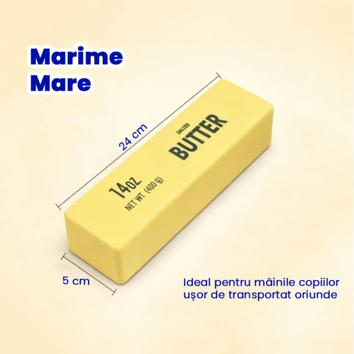 Jucarie Antistres Squishy, Model Butter Block, Tip Needoh, Moale cu Revenire Lenta, 400 g, 24 x 5 cm, Galben [2]