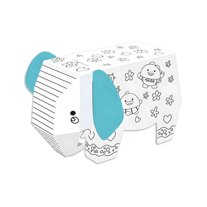 Jucarie Creativa pentru Copii, Model Elefant 3D, Set de Asamblat si Colorat din Carton, Puzzle 3D Educativ, 34 x 14 x 23 cm, 3+ ani, Multicolor [3]