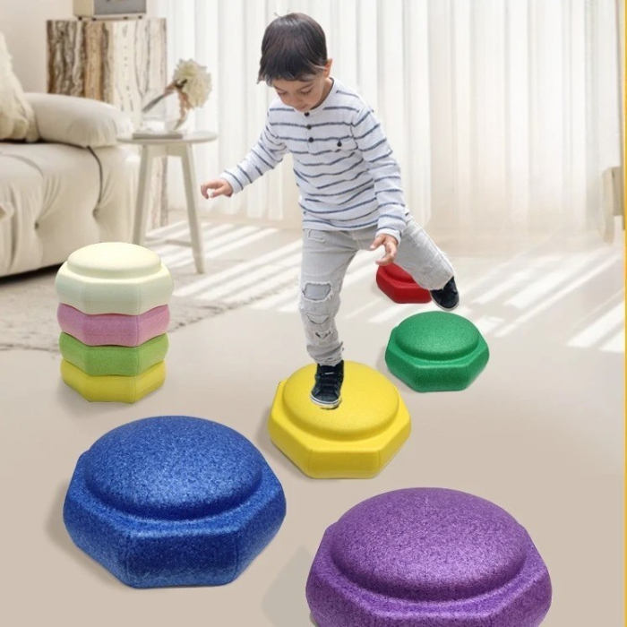 Jucarie de Echilibru, Tip Stepping Stones, 6 Piese, din Spuma, pentru Miscare, Sarituri, Prindere, 28 x 28 x 50 cm, Model 5, Multicolor [2]