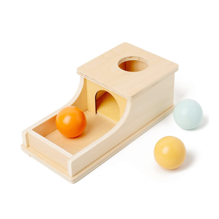 Jucarie Educativa Montessori din Lemn, Model Pista cu Bile si Tunel, 4 piese, Joc pentru Motricitate si Coordonare, Copii 12+ luni, 24 x 12 x 8.5 cm, Multicolor [5]