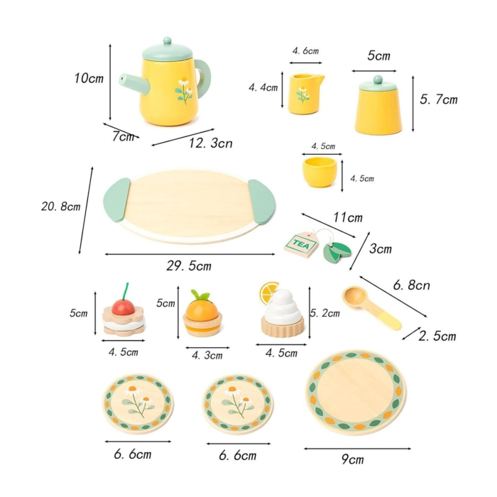 Jucarie Educativa Montessori din Lemn, Set de Joaca Interactiv, Model Royal Tea cu Margarete si Prajituri, Dezvolta Motricitatea si Abilitatile Sociale, 3ani+, Multicolor [2]