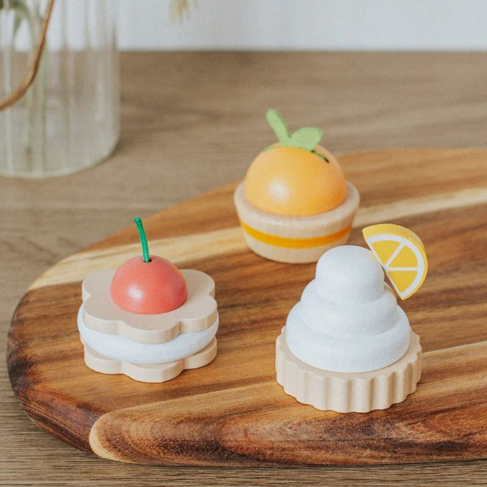 Jucarie Educativa Montessori din Lemn, Set de Joaca Interactiv, Model Royal Tea cu Margarete si Prajituri, Dezvolta Motricitatea si Abilitatile Sociale, 3ani+, Multicolor [4]