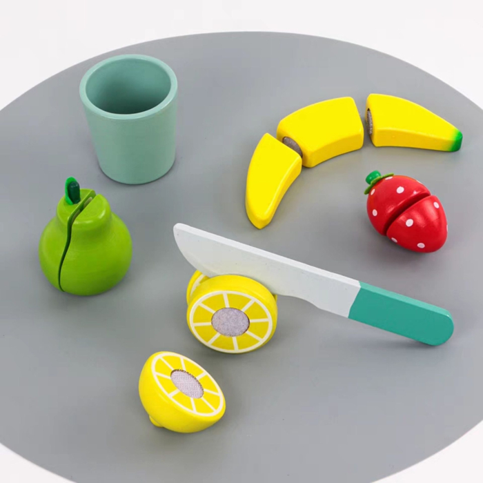 Jucarie Educativa Montessori din Lemn, Set de Joaca Interactiv, Model Storcator de Fructe cu Blender si Accesorii, Dezvolta Motricitatea si Imaginatia, 3ani+, Multicolor [3]