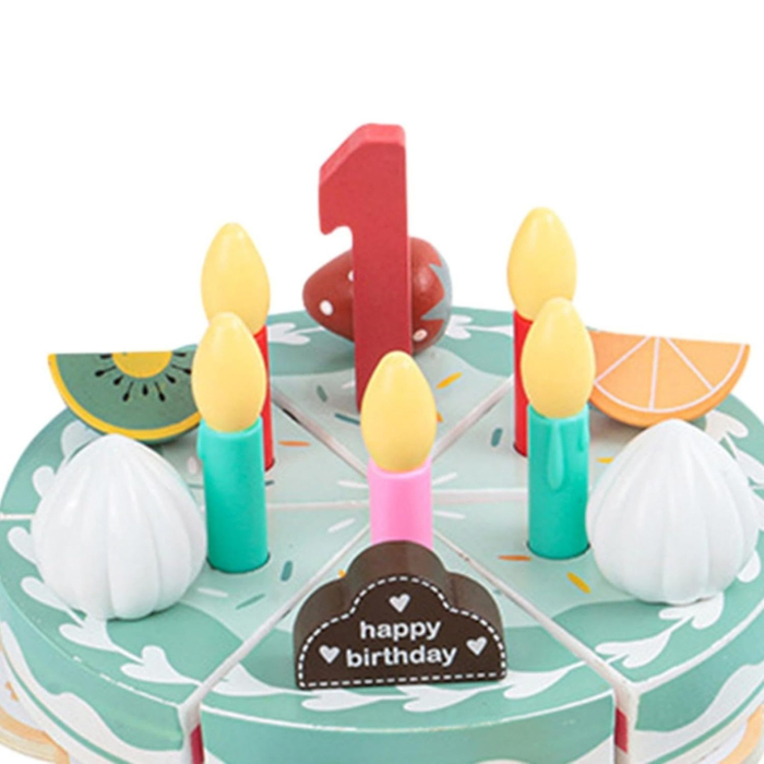 Jucarie Educativa Montessori din Lemn, Set de Joaca Interactiv, Model Tort Aniversar Interactiv cu Velcro, Include Cifre 1-5 si Accesorii de Taiere, Dezvolta Motricitatea si Imaginatia, 3ani+ [3]