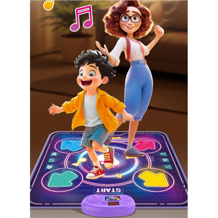 Jucarie Interactiva, Covor Muzical de Dans, 4-6 Ani, Bluetooth, 4 Moduri, 90 x 90 cm, Mov [2]