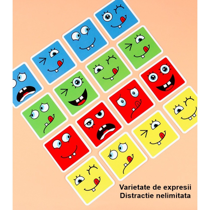 Jucarie pentru copii montessori, cub din lemn, asamblare fete, 64 de carti distractive, pentru baieti si fete, varsta +3 ani, educativ, multicolor [6]