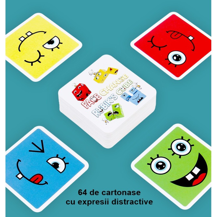 Jucarie pentru copii montessori, cub din lemn, asamblare fete, 64 de carti distractive, pentru baieti si fete, varsta +3 ani, educativ, multicolor [5]