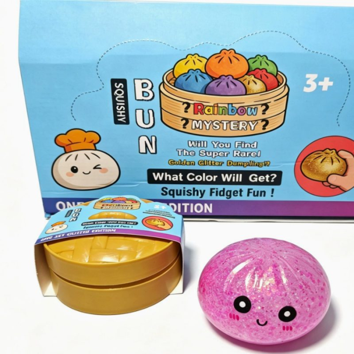 Jucarie Squishy Antistres Dumpling, Model cu Bilute, Revenire Lenta, 16x16 cm, Diverse Culori [8]