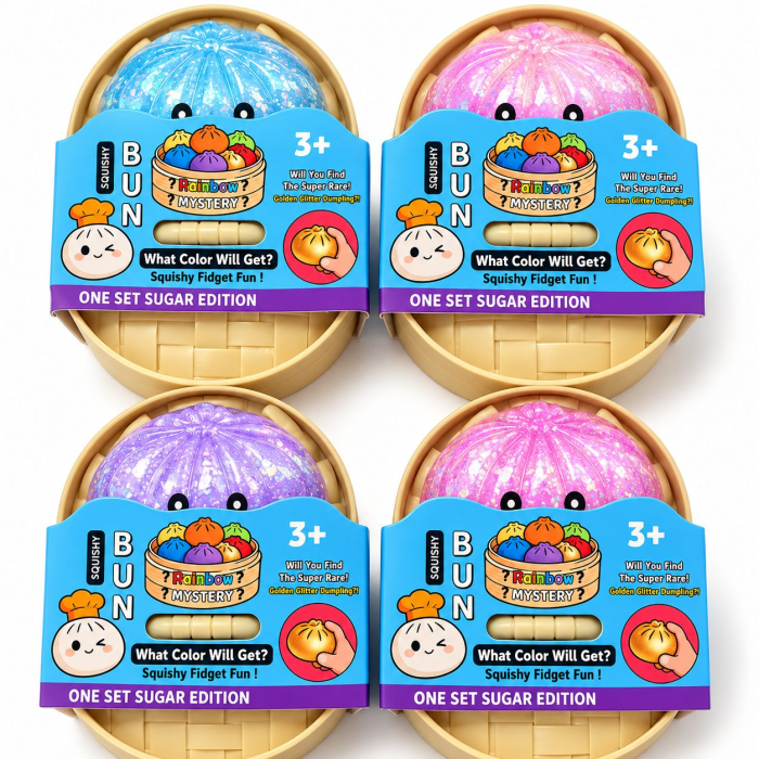 Jucarie Squishy Antistres Dumpling, Model cu Bilute, Revenire Lenta, 16x16 cm, Diverse Culori [7]
