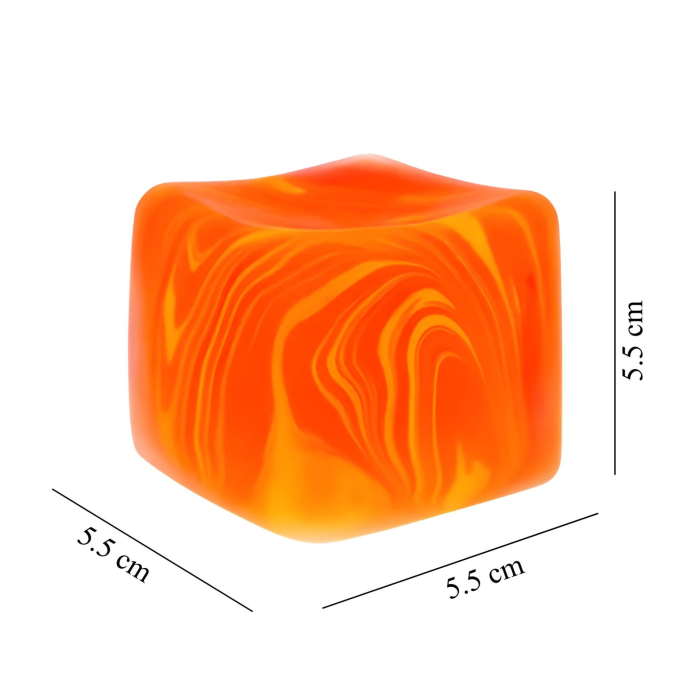 Jucarie Squishy tip Needoh in Forma de Cub de Gheata, Model Linii Flow din Maltoza, Antistres Senzoriala Comprimabila cu Revenire Lenta, 5.5x5.5x5.5 cm, 180 g, Portocaliu [2]