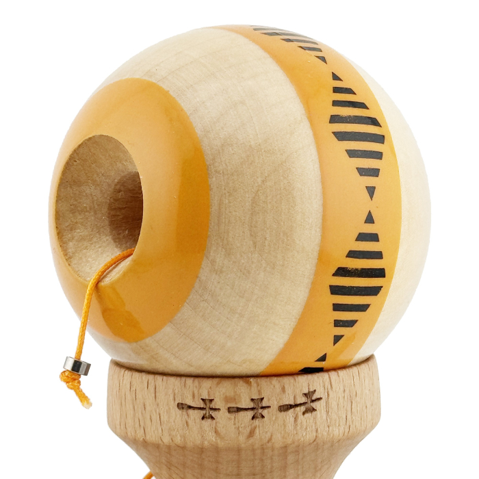 Kendama X FREQUENCY Profesionala, Big Cups V2, Super Sticky cu Cupe Mari, Rulment Metalic, 18 cm, Portocaliu/Maro [5]