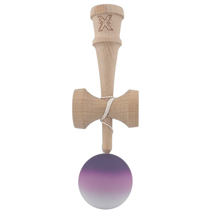 Kendama X Profesionala din Lemn, Rubber Grip, 18 cm, Joc de Indemanare, Negru/Maro/Alb [3]