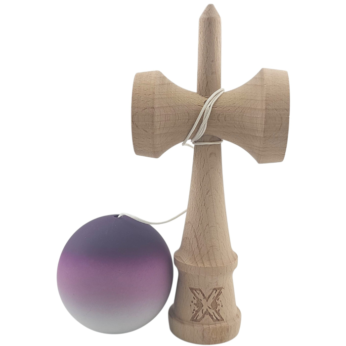 Kendama X Profesionala din Lemn, Rubber Grip, 18 cm, Joc de Indemanare, Negru/Maro/Alb [2]