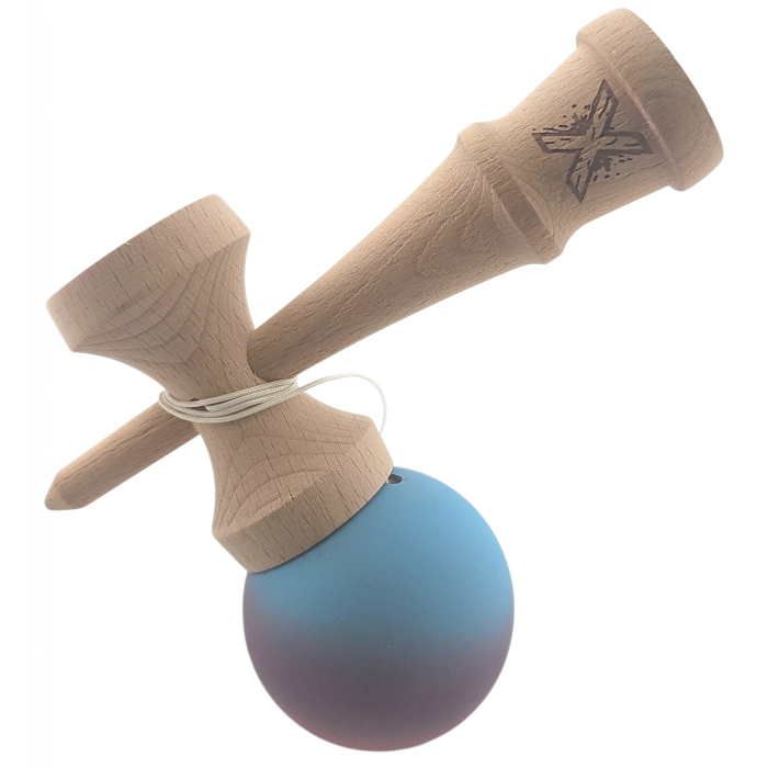 Kendama X Profesionala din Lemn, Rubber Grip, 18 cm, Joc de Indemanare, Roz/Mov/Albastru [3]