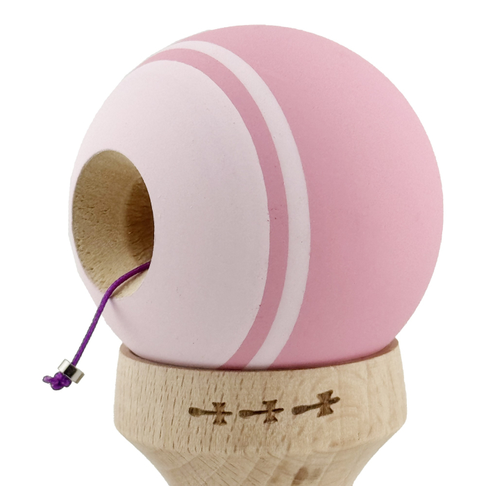 Kendama X Profesionala, Rubber Grip, Cupe Mari King Size V3, Gaura in Baza, Rulment Metalic, 18 cm, Roz/Roz deschis [6]