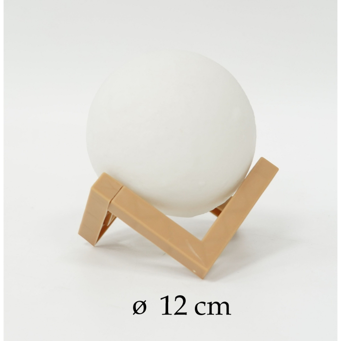 Lampa de veghe luna 3D Moon Light, lumina multicolora LED, 7 culori, schimbare culoare prin atingere, alimentare baterii, fara acumulator, stand din plastic inclus, 12 cm [8]