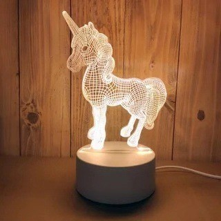 Lampa LED decorativa, 3D, Unicorn, cu USB si baterii, 20 cm inaltime, din material acril, lumina multicolora si telecomanda inclusa, alb [5]