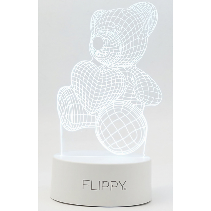 Lampa LED decorativa, 3D, ursulet, din material acril si lumina multicolora, alb [6]
