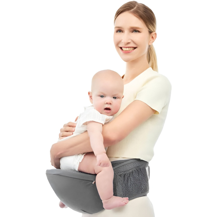 Marsupiu Ergonomic 3in1, pentru Bebelusi si Copii, 0-36 Luni, Bretele Reglabile pentru Umar si Sold, Inchidere Catarama, 125x25x14 cm, Gri [4]