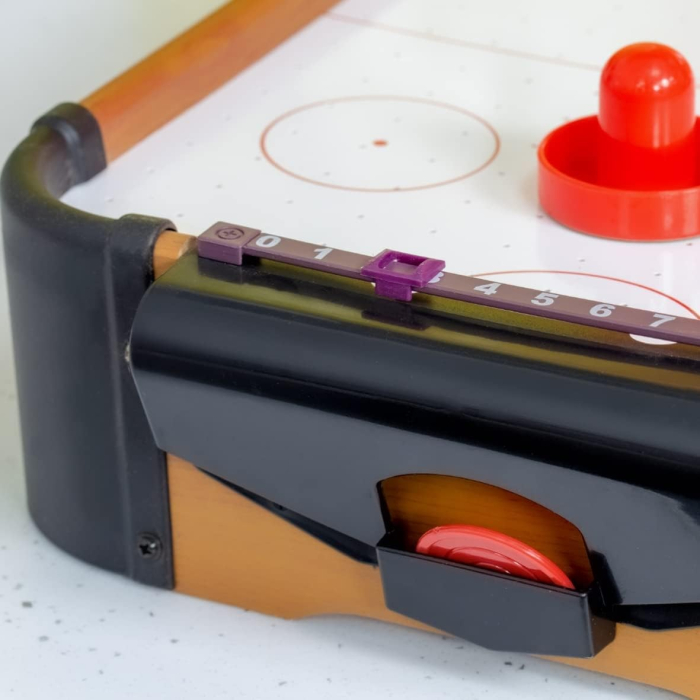 Masa Air Hockey Graffiti cu Picioare Lungi, Lemn, 2 Pucuri, Tabela Scor, 2 Impingatoare, 76x38x61 cm, Maro [3]